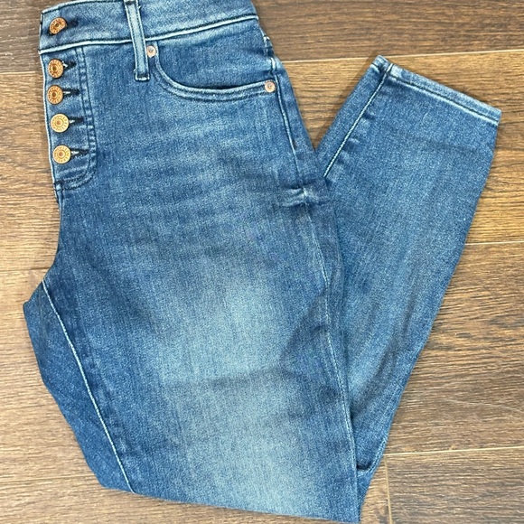 Express High Rise Button-Fly Blue Jeans - Picture 2 of 4